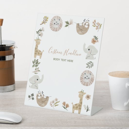 Niedlich Boho Safari Anamials Baby Dusche Custom Sockelschild (In SItu)