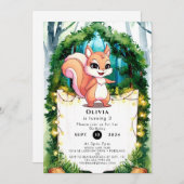 Niedlich Boho Squirrel Birthday Einladung (Vorne/Hinten)