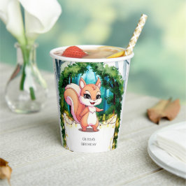 Niedlich Boho Squirrel Birthday Pappbecher