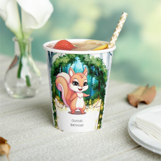 Niedlich Boho Squirrel Birthday Pappbecher (In Situ)