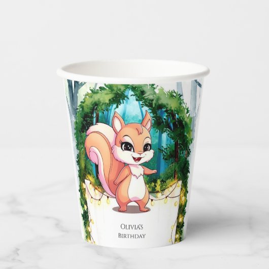 Niedlich Boho Squirrel Birthday Pappbecher (Vorderseite)