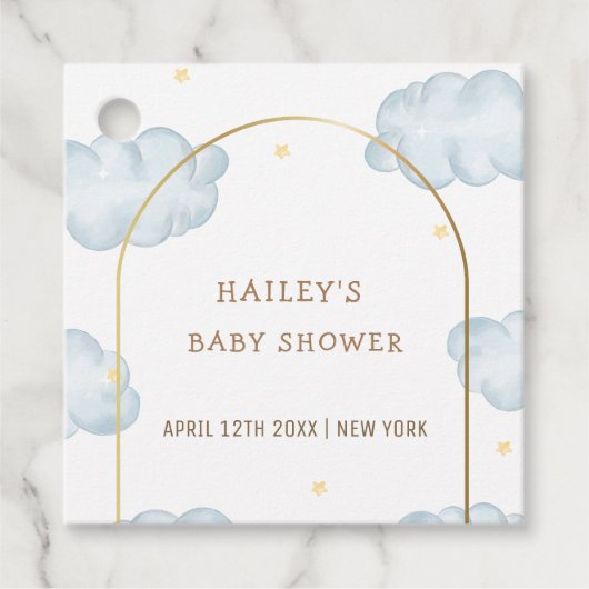 Niedlich Boho Star Cloud Arch Boy Babydusche Geschenkanhänger (Vorderseite)