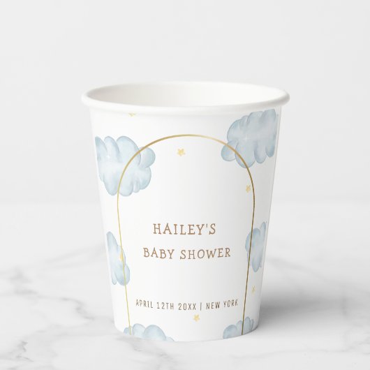 Niedlich Boho Star Cloud Arch Boy Babydusche Pappbecher (Rückseite)