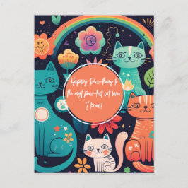 Niedlich Boho Style Cat Geburtstag Postkarte