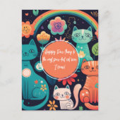 Niedlich Boho Style Cat Geburtstag Postkarte (Vorderseite)
