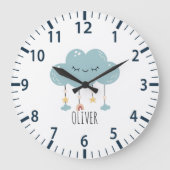 Niedlich Boho Style Lullaby Cloud Kinderzimmer Wal Große Wanduhr (Vorderseite)