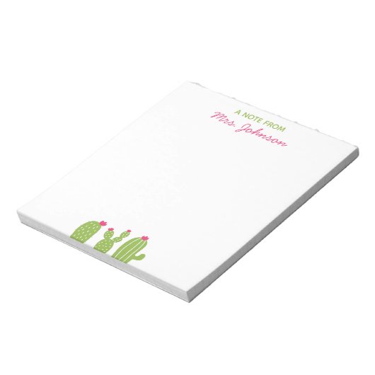 Niedlich Boho Succules Pink Blume Lehrerin Geschen Notizblock (Rotiert)