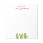 Niedlich Boho Succules Pink Blume Lehrerin Geschen Notizblock (Vorderseite)