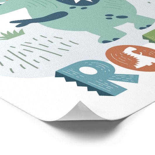 Niedlich Boho T-Rex Dinosaurier Kinder Zimmer Kind Poster (Ecke)