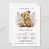 Niedlich Boho Teddy Bear Bear Bearly Wait Baby Dus Einladung (Vorne/Hinten)