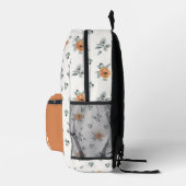 Niedlich Boho Terracotta Blumengrün Monogramm Bedruckter Rucksack (Rechts)