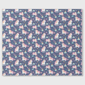 Niedlich Boho Unicorn Regenbogenwolken Blau Rosa Geschenkpapier (Flach)