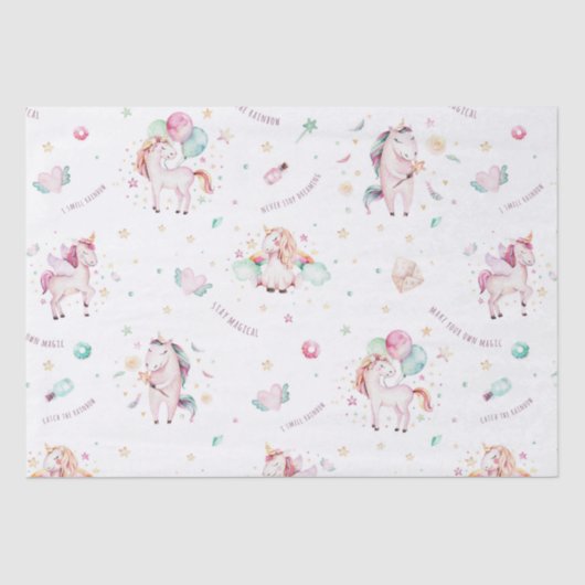 Niedlich Boho Unicorns Blumenblütendusche Seidenpapier (Vorderseite)