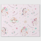 Niedlich Boho Unicorns Blumenpinke Babydusche Geschenkpapier (Flach)
