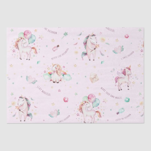 Niedlich Boho Unicorns Blumenpinke Babydusche Seidenpapier (Vorderseite)
