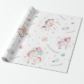 Niedlich Boho Unicorns Blumentypografie Kinderdusc Geschenkpapier (Ungerollt)