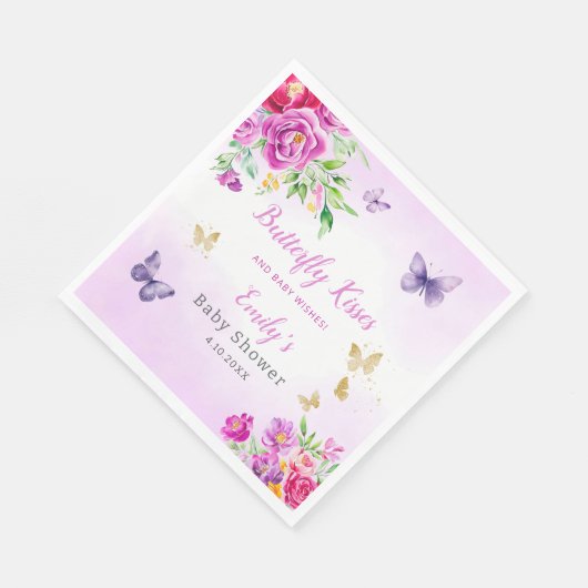 Niedlich Boho Wasserfarbe Blumenschmetterling Baby Serviette (Ecke)