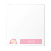 Niedlich Boho Wasserfarbe Regenbogen in Rosa perso Notizblock (Vorderseite)