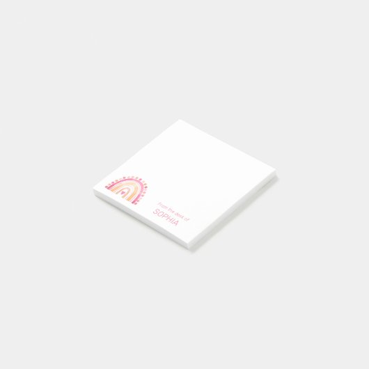 Niedlich Boho Wasserfarbe Regenbogen in Rosa perso Post-it Klebezettel (angewinkelt)