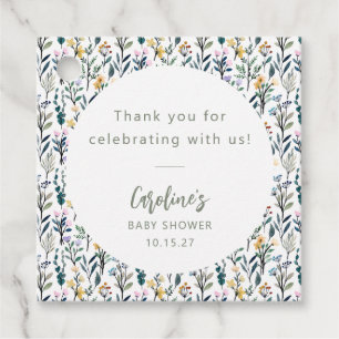 Niedlich Boho Wasserfarbe Wildblume Kinderdusche i Geschenkanhänger