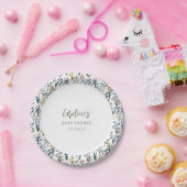 Niedlich Boho Wasserfarbe Wildblume Kinderdusche i Pappteller (Party)