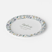 Niedlich Boho Wasserfarbe Wildblume Kinderdusche i Pappteller (Schrägansicht)