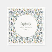 Niedlich Boho Wasserfarbe Wildblume Kinderdusche i Serviette (Vorderseite)