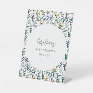 Niedlich Boho Wasserfarbe Wildblume Kinderdusche i Sockelschild