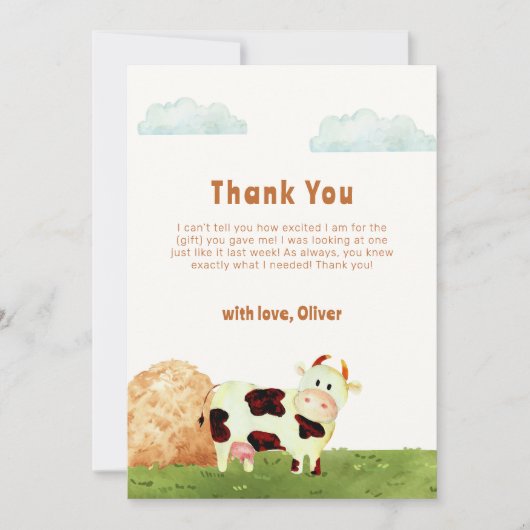 Niedlich Boho Watercolor Kindermädchen Babydusche Dankeskarte (Vorderseite)