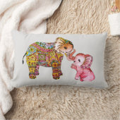 Niedlich Boho Watercolor Mutter und Baby Elephant Lendenkissen (Decke)