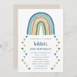 Niedlich Boho Watercolor Rainbow Birthday Blue Einladung