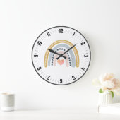 Niedlich Boho Watercolor Rainbow Kinderzimmer Große Wanduhr (Zuhause)