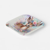 Niedlich Boho Watercolor Woodland Deen Birthday Pa Pappteller (Gewinkelt)