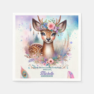 Niedlich Boho Watercolor Woodland Deen Birthday Pa Serviette