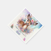 Niedlich Boho Watercolor Woodland Deen Birthday Pa Serviette (Ecke)