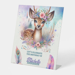 Niedlich Boho Watercolor Woodland Deen Birthday Pa Sockelschild