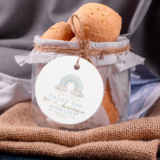 Niedlich Boho Whimsical Rainbow Boy Baby Dusche Geschenkanhänger