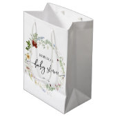 Niedlich Boho Wildblume Greenery Babydusche Mittlere Geschenktüte (Vorderseite Schrägansicht)