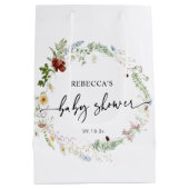 Niedlich Boho Wildblume Greenery Babydusche Mittlere Geschenktüte (Rückseite)