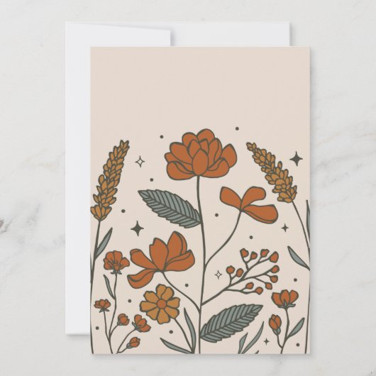 Niedlich Boho Wildblume Kinderdusche Einladung (Rückseite)