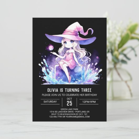 Niedlich Boho Wizard Geburtstag Einladung (Stehend Vorderseite)