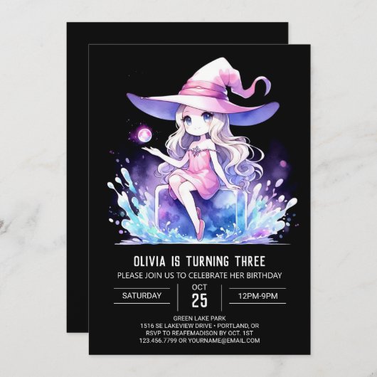 Niedlich Boho Wizard Geburtstag Einladung (Vorne/Hinten)