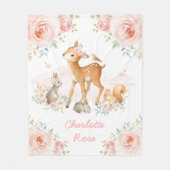 Niedlich Boho Woodland Animals Pink Floral Baby Gi Fleecedecke (Vorderseite)