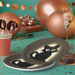 Niedlich Boo Black Cat Halloween Pappteller
