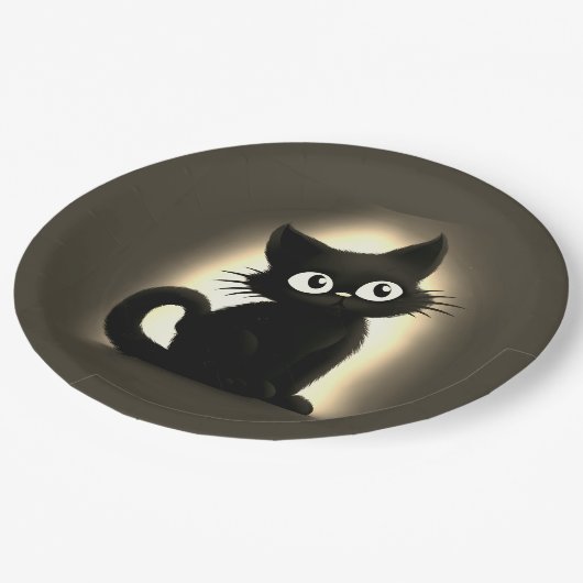 Niedlich Boo Black Cat Halloween Pappteller (Schrägansicht)