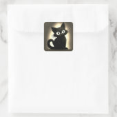 Niedlich Boo Black Cat Halloween Quadratischer Aufkleber (Tasche)