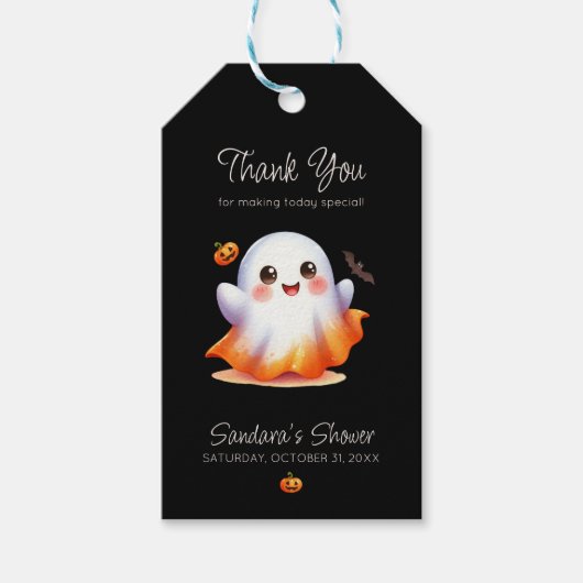 Niedlich Boo Ghost Baby Dusche Geschenkanhänger (Vorderseite)