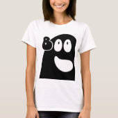 Niedlich Boo Ghost Halloween Thema Schwarz-weiß T-Shirt (Vorderseite)
