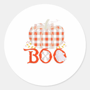 Niedlich Boo Ghost Pumpkin Kariert Funny Halloween Runder Aufkleber