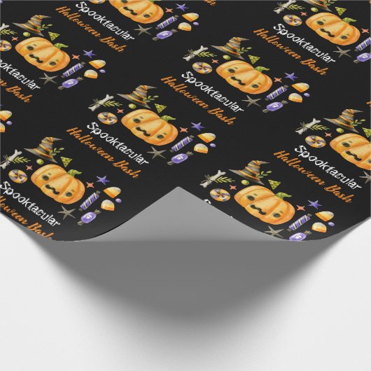 Niedlich Boo Pumpkin Spooktacular Halloween Bash B Geschenkpapier (Ecke)